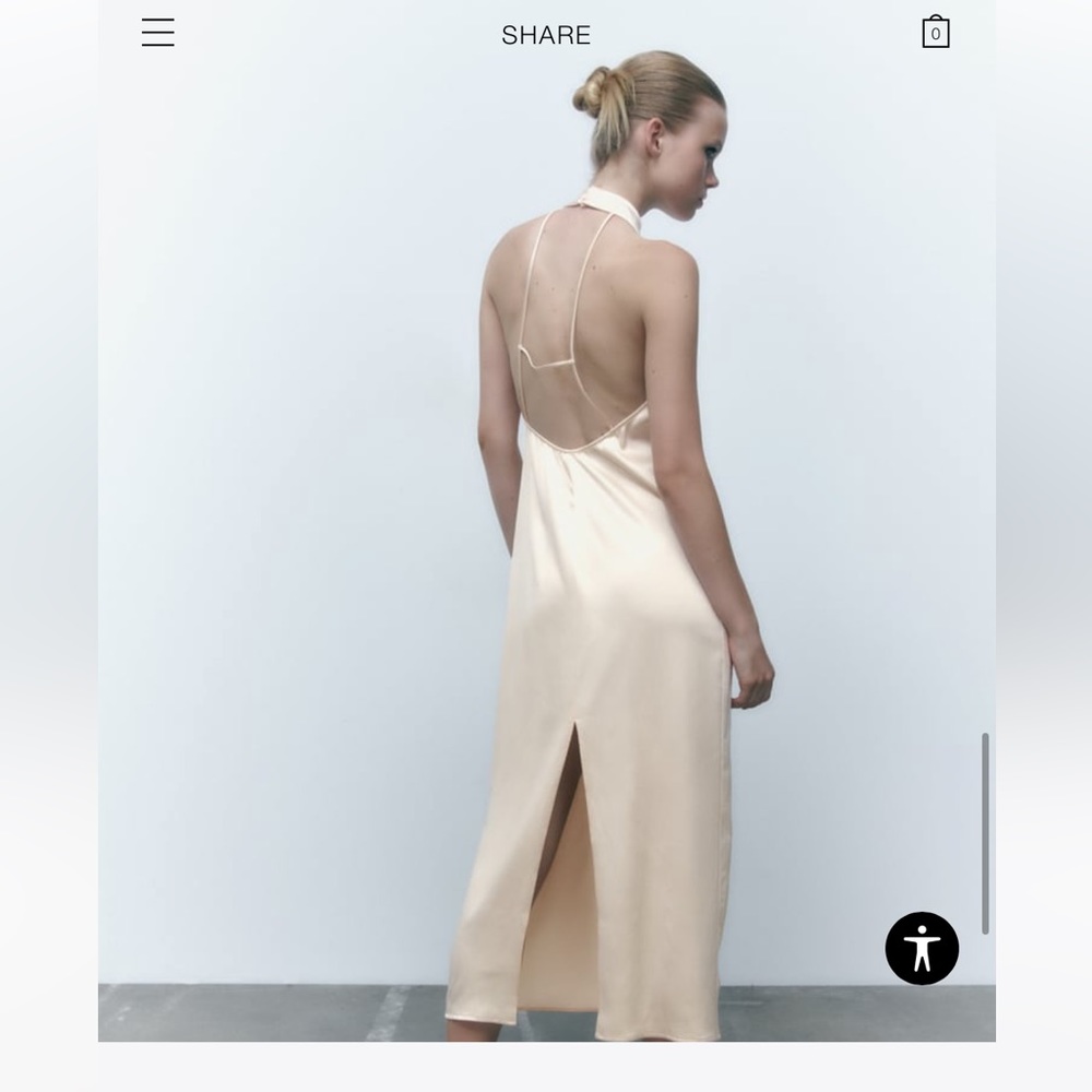 Satin like creme Zara halter maxi dress